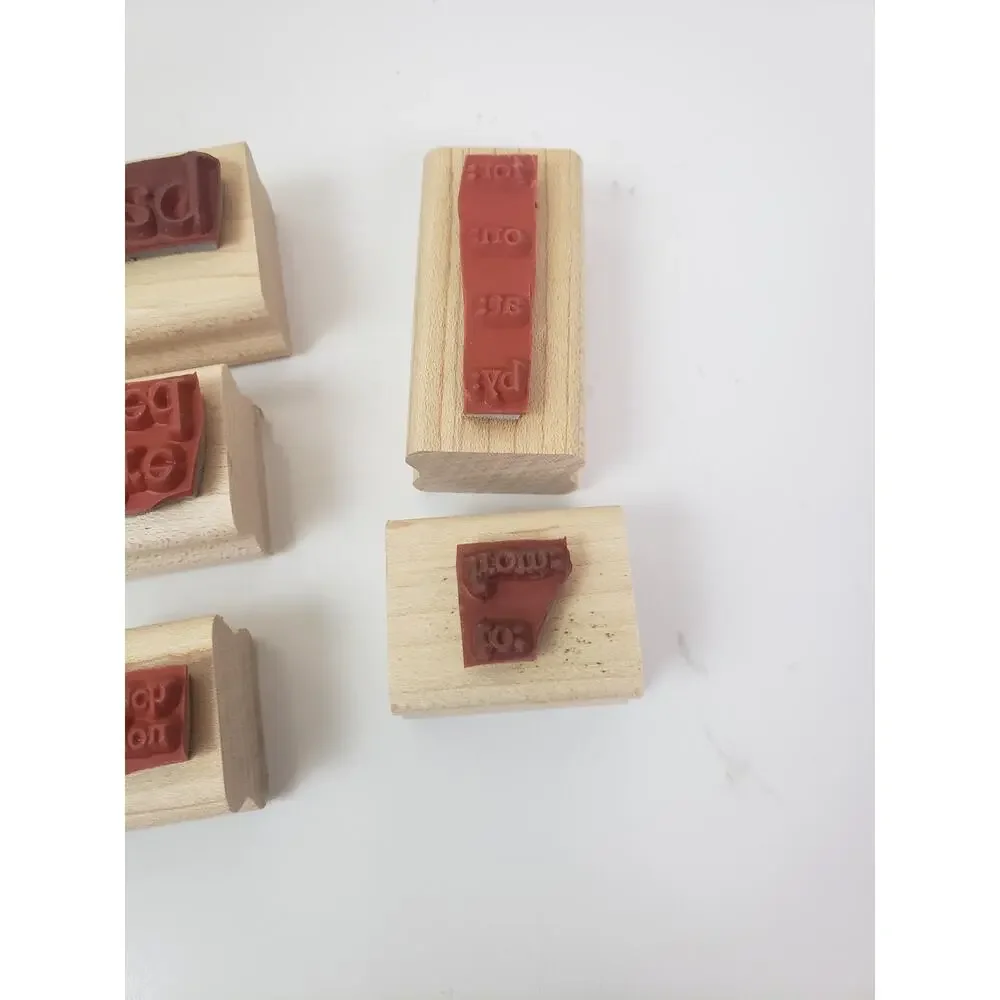 2002 Stampin Up! Rubber Card Making Words Wood-Mounted Words Retired Set of 10